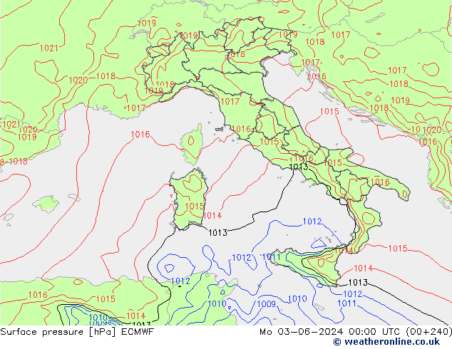 Bodendruck ECMWF Mo 03.06.2024 00 UTC