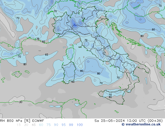 RH 850 hPa ECMWF So 25.05.2024 12 UTC