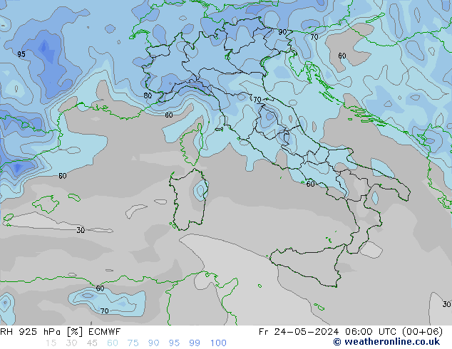 RH 925 hPa ECMWF ven 24.05.2024 06 UTC