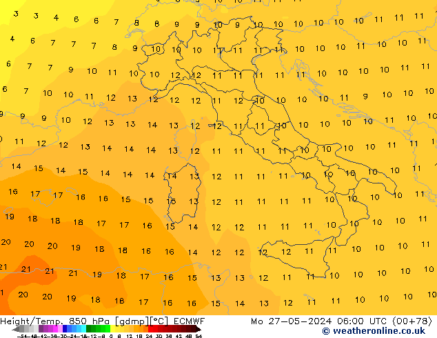 Z500/Rain (+SLP)/Z850 ECMWF Mo 27.05.2024 06 UTC