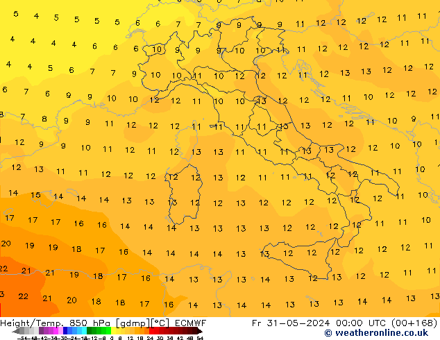 Z500/Rain (+SLP)/Z850 ECMWF Pá 31.05.2024 00 UTC