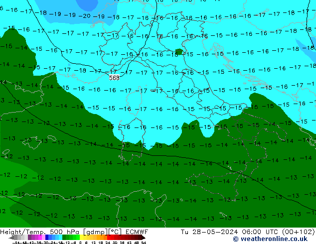 Z500/Rain (+SLP)/Z850 ECMWF mar 28.05.2024 06 UTC