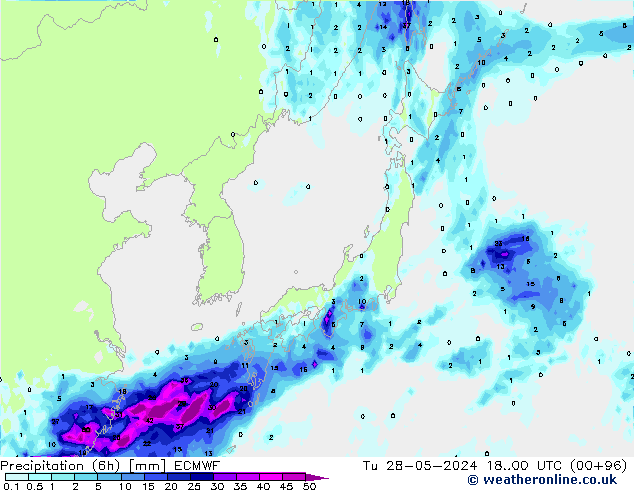 Z500/Rain (+SLP)/Z850 ECMWF Tu 28.05.2024 00 UTC