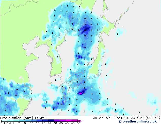 Precipitation ECMWF Mo 27.05.2024 00 UTC