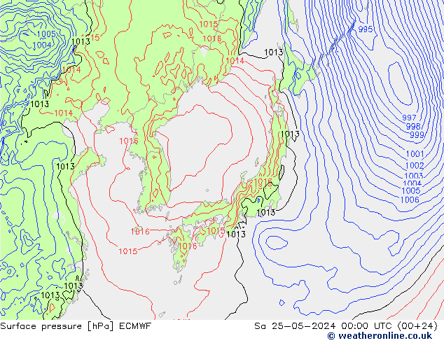 Pressione al suolo ECMWF sab 25.05.2024 00 UTC