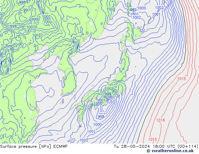 Luchtdruk (Grond) ECMWF di 28.05.2024 18 UTC