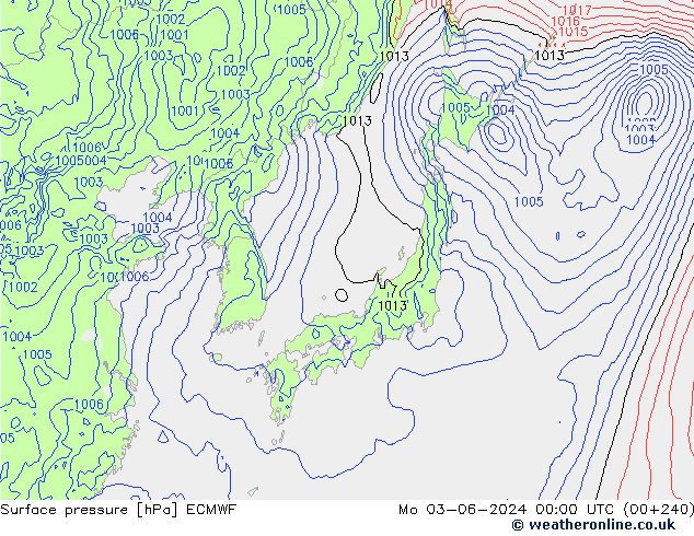 Surface pressure ECMWF Mo 03.06.2024 00 UTC