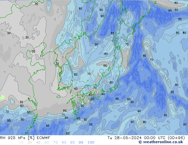 925 hPa Nispi Nem ECMWF Sa 28.05.2024 00 UTC