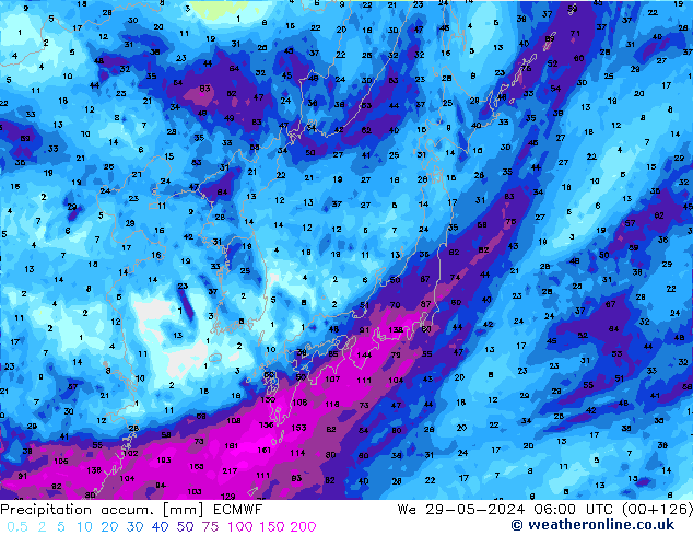 Precipitation accum. ECMWF  29.05.2024 06 UTC