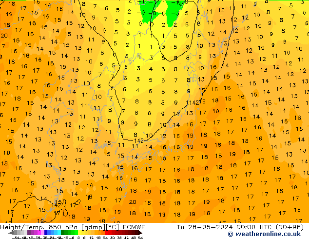 Z500/Rain (+SLP)/Z850 ECMWF Tu 28.05.2024 00 UTC