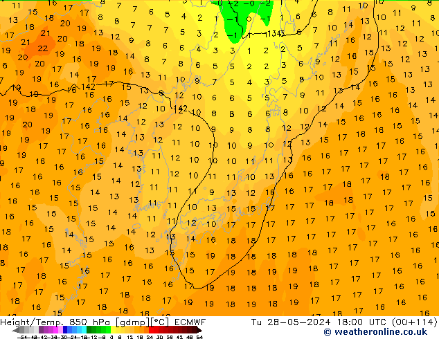 Height/Temp. 850 hPa ECMWF  28.05.2024 18 UTC