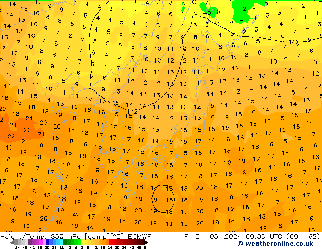 Z500/Rain (+SLP)/Z850 ECMWF Sex 31.05.2024 00 UTC