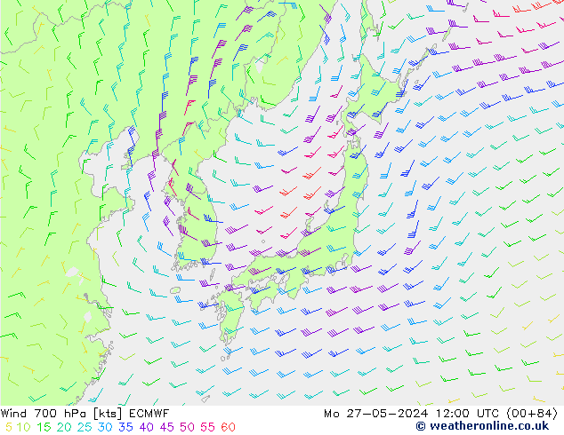 Viento 700 hPa ECMWF lun 27.05.2024 12 UTC