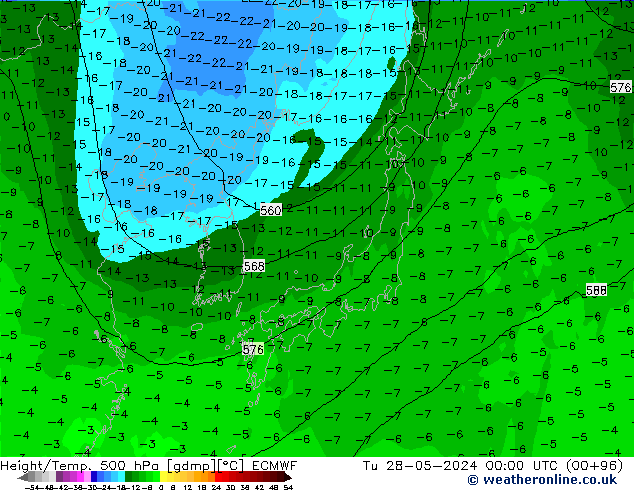 Z500/Rain (+SLP)/Z850 ECMWF Tu 28.05.2024 00 UTC