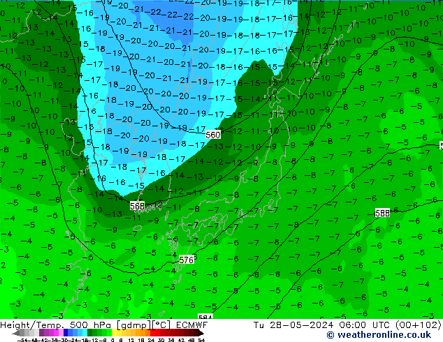 Z500/Rain (+SLP)/Z850 ECMWF mar 28.05.2024 06 UTC