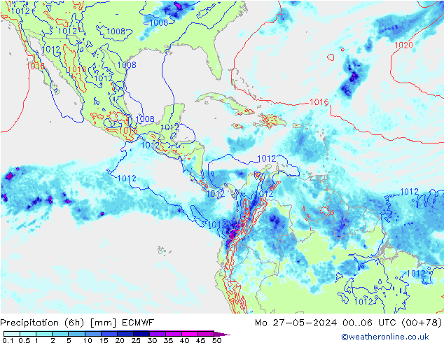 Z500/Rain (+SLP)/Z850 ECMWF Mo 27.05.2024 06 UTC