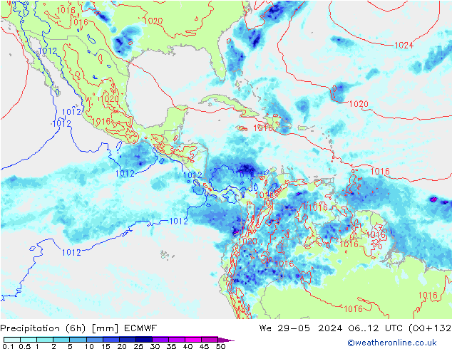 Z500/Rain (+SLP)/Z850 ECMWF We 29.05.2024 12 UTC