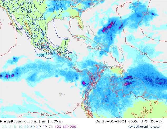 Totale neerslag ECMWF za 25.05.2024 00 UTC