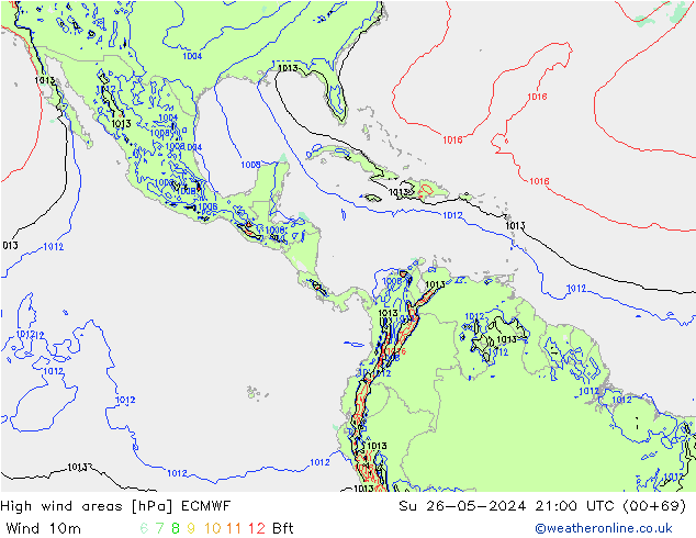 High wind areas ECMWF Su 26.05.2024 21 UTC