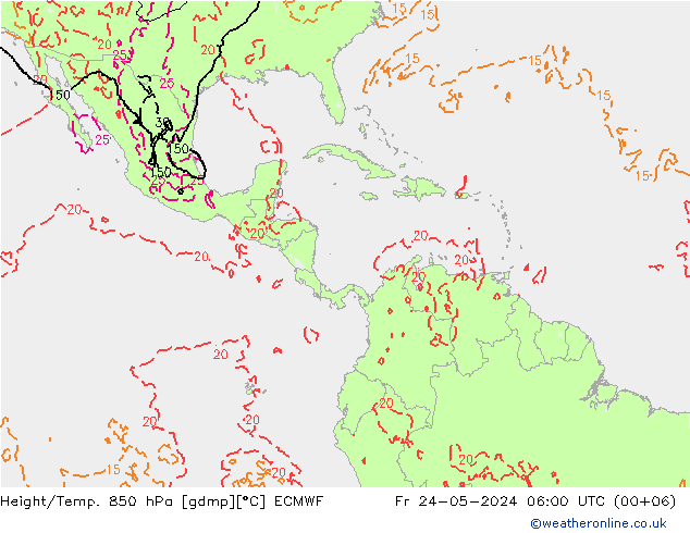 Z500/Rain (+SLP)/Z850 ECMWF Fr 24.05.2024 06 UTC