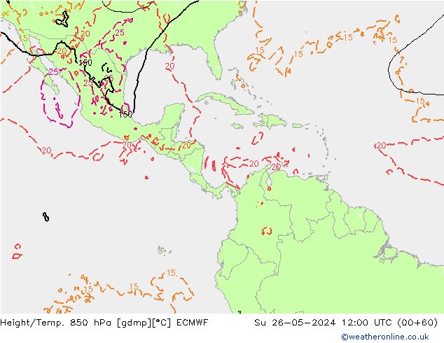 Z500/Rain (+SLP)/Z850 ECMWF dim 26.05.2024 12 UTC