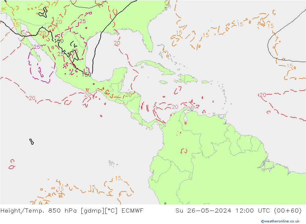 Z500/Rain (+SLP)/Z850 ECMWF dim 26.05.2024 12 UTC