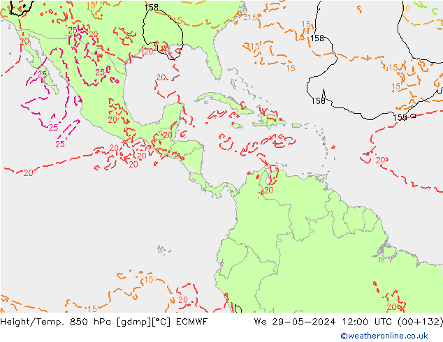 Z500/Rain (+SLP)/Z850 ECMWF We 29.05.2024 12 UTC