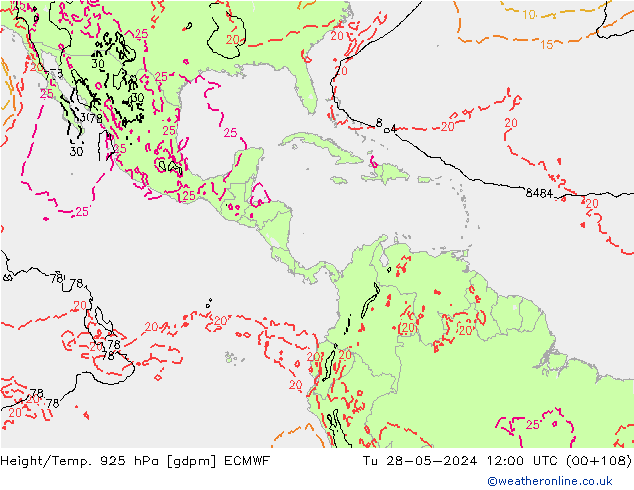 Height/Temp. 925 гПа ECMWF вт 28.05.2024 12 UTC