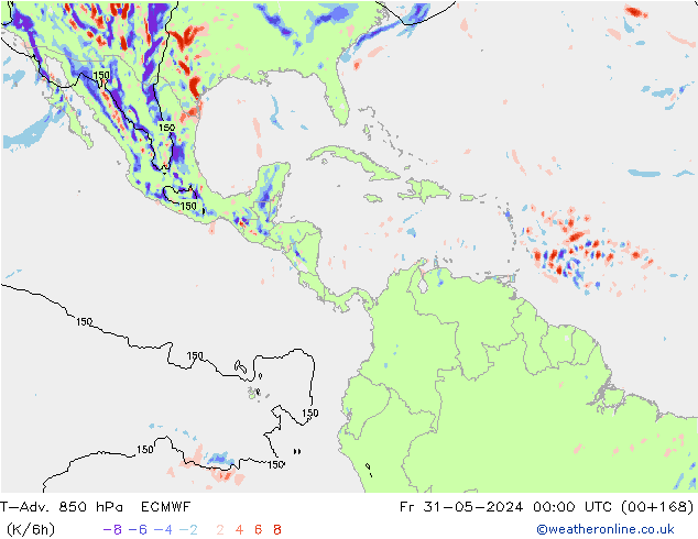 T-Adv. 850 hPa ECMWF Pá 31.05.2024 00 UTC