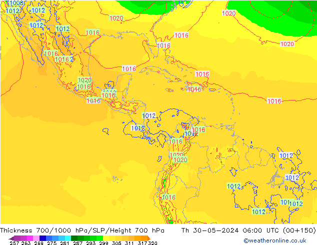 Thck 700-1000 hPa ECMWF jeu 30.05.2024 06 UTC