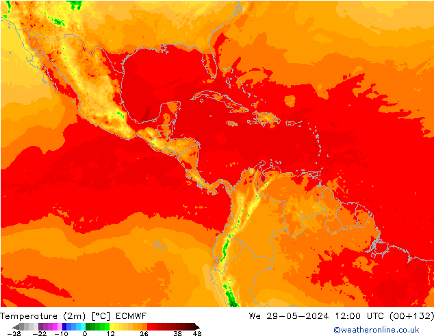 Temperatura (2m) ECMWF Qua 29.05.2024 12 UTC