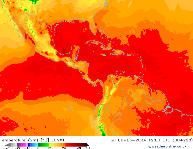 température (2m) ECMWF dim 02.06.2024 12 UTC