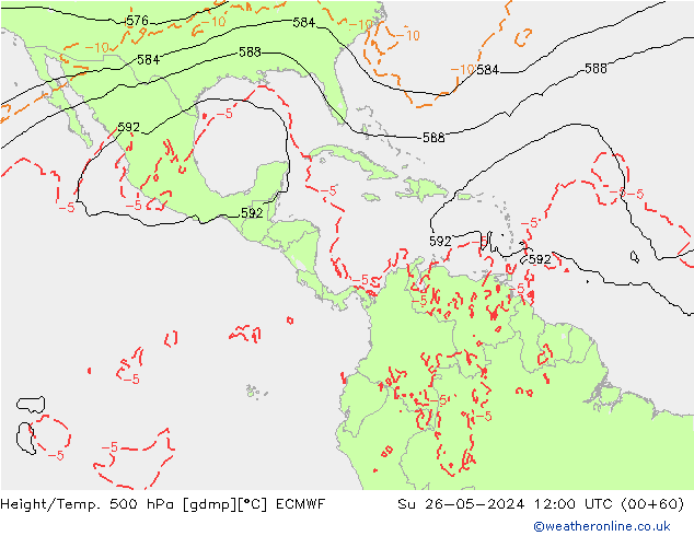 Z500/Rain (+SLP)/Z850 ECMWF dim 26.05.2024 12 UTC