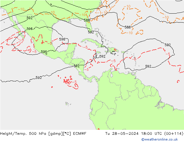 Z500/Rain (+SLP)/Z850 ECMWF вт 28.05.2024 18 UTC