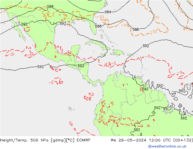 Z500/Rain (+SLP)/Z850 ECMWF We 29.05.2024 12 UTC