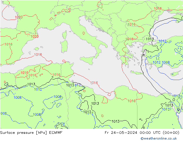 Yer basıncı ECMWF Cu 24.05.2024 00 UTC