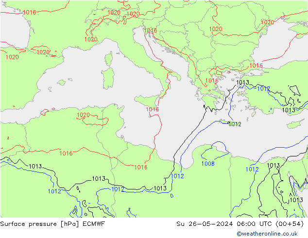 Bodendruck ECMWF So 26.05.2024 06 UTC