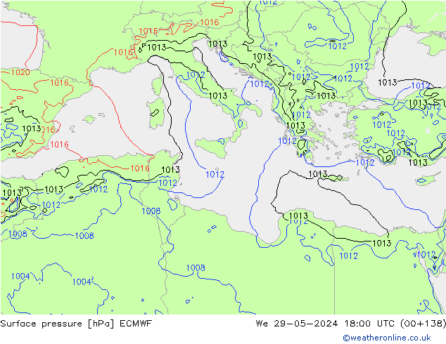 приземное давление ECMWF ср 29.05.2024 18 UTC