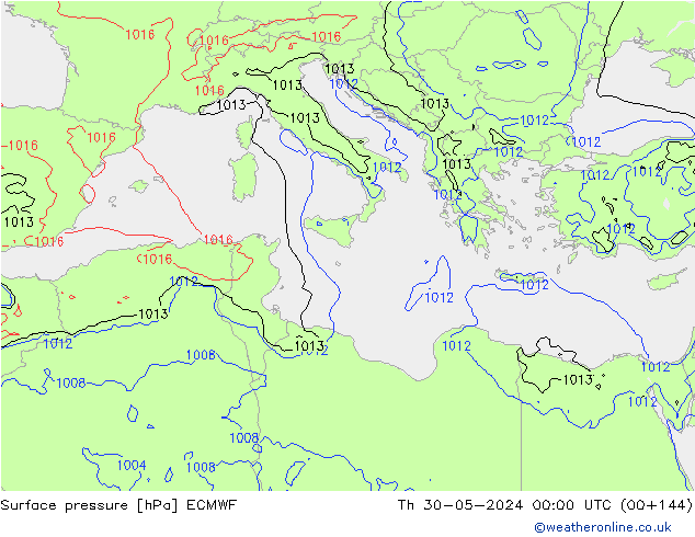 Surface pressure ECMWF Th 30.05.2024 00 UTC