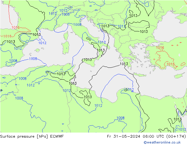 Atmosférický tlak ECMWF Pá 31.05.2024 06 UTC