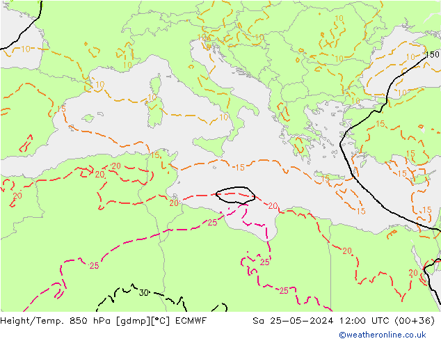 Z500/Rain (+SLP)/Z850 ECMWF sáb 25.05.2024 12 UTC