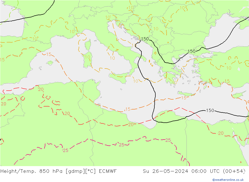 Z500/Rain (+SLP)/Z850 ECMWF Вс 26.05.2024 06 UTC