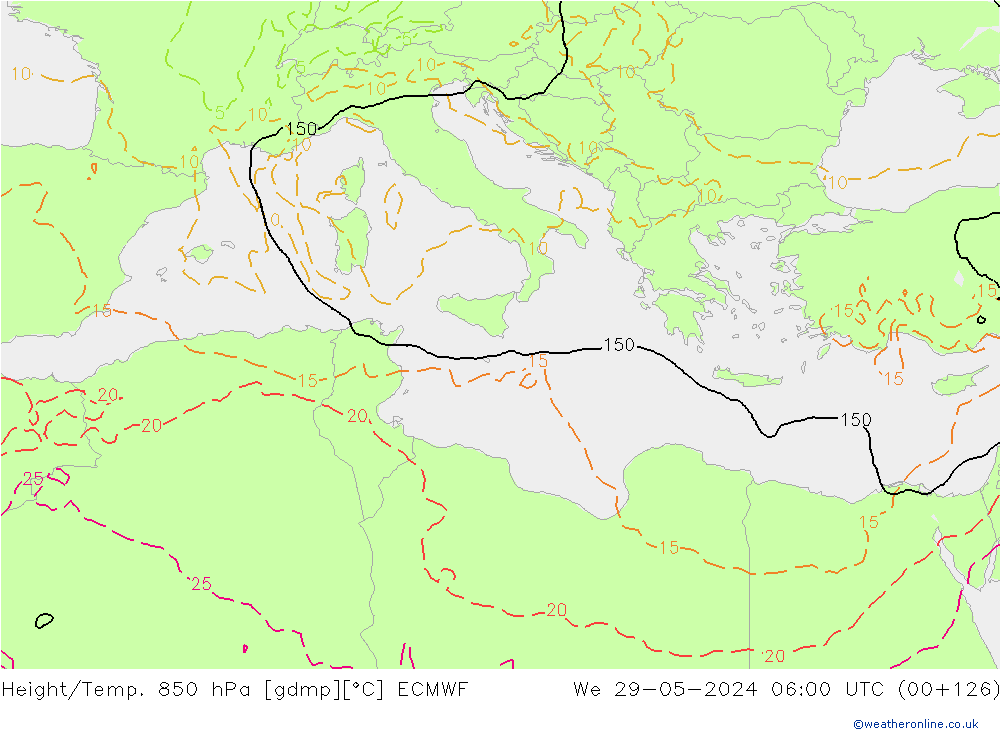 Z500/Rain (+SLP)/Z850 ECMWF St 29.05.2024 06 UTC