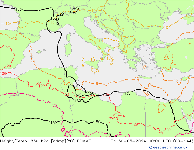 Z500/Rain (+SLP)/Z850 ECMWF Th 30.05.2024 00 UTC