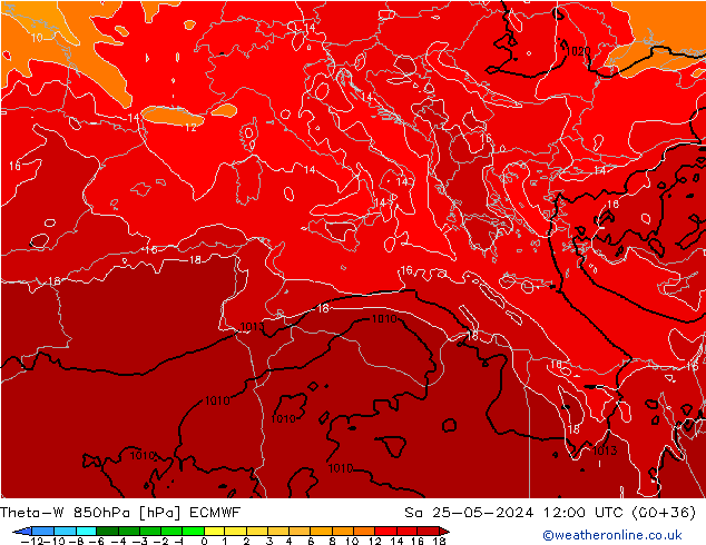 Theta-W 850hPa ECMWF  25.05.2024 12 UTC