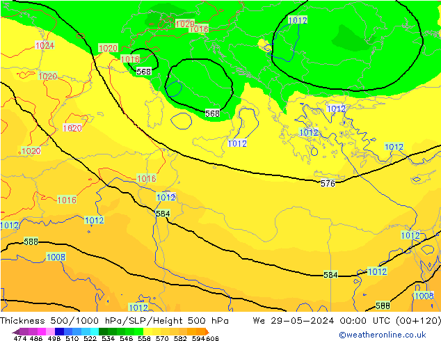 500-1000 hPa Kalınlığı ECMWF Çar 29.05.2024 00 UTC