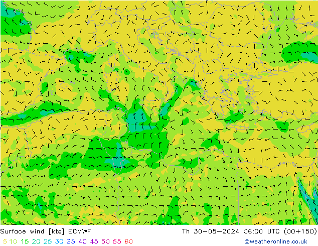 Rüzgar 10 m ECMWF Per 30.05.2024 06 UTC