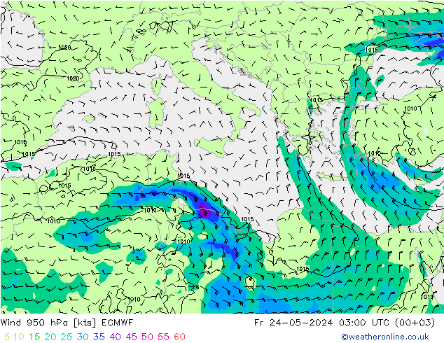  950 hPa ECMWF  24.05.2024 03 UTC