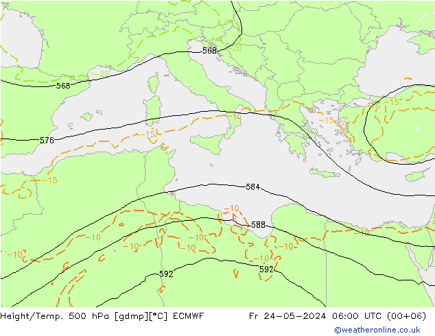 Z500/Rain (+SLP)/Z850 ECMWF ven 24.05.2024 06 UTC