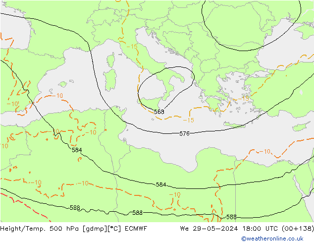 Z500/Regen(+SLP)/Z850 ECMWF wo 29.05.2024 18 UTC